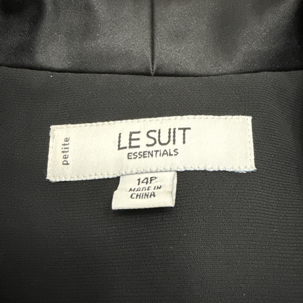 Le Suit satin blazer pant suit set women's 14P petite black 2 piece formal event - Picture 8 of 16